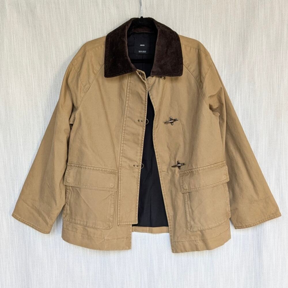 Mango MNG Fire Jacket Womens S Brown Pockets Parka Coat Long Sleeve Cotton - Picture 2 of 10
